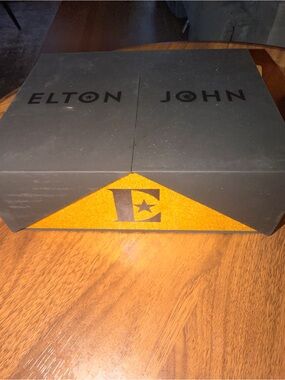 Elton John Men's Sunglasses Presentation Box - Black with Gold Accent